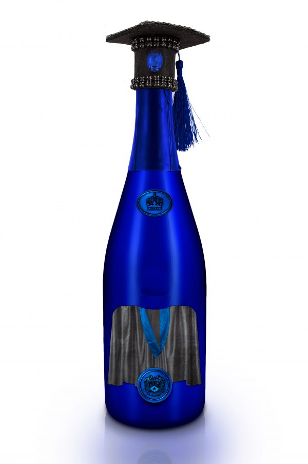 Oxonian Graduate Champagne Bottle Blue Back